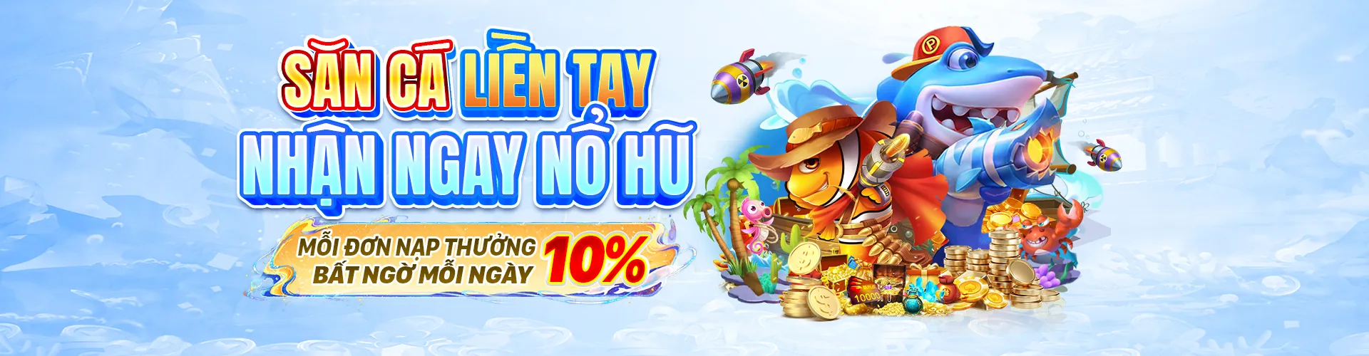 Hình ảnh đại dương rực rỡ với các loài cá và tiền vàng, tượng trưng cho game bắn cá Win1